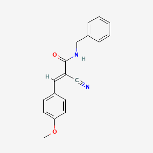 molecular formula C18H16N2O2 B2983380 (E)-N-benzyl-2-cyano-3-(4-methoxyphenyl)prop-2-enamide CAS No. 874655-85-3