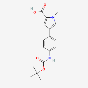 molecular formula C17H20N2O4 B2983386 4-(4-(Tert-Butoxycarbonylamino)Phenyl)-1-Methyl-1H-Pyrrole-2-Carboxylic Acid CAS No. 864076-03-9