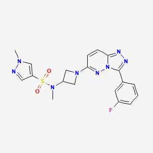 molecular formula C19H19FN8O2S B2983403 N-[1-[3-(3-Fluorophenyl)-[1,2,4]triazolo[4,3-b]pyridazin-6-yl]azetidin-3-yl]-N,1-dimethylpyrazole-4-sulfonamide CAS No. 2379996-39-9