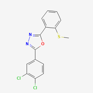molecular formula C15H10Cl2N2OS B2983404 2-[5-(3,4-二氯苯基)-1,3,4-恶二唑-2-基]苯甲基硫醚 CAS No. 339014-10-7