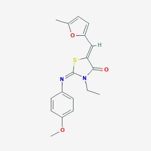 molecular formula C18H18N2O3S B298341 3-Ethyl-2-[(4-methoxyphenyl)imino]-5-[(5-methyl-2-furyl)methylene]-1,3-thiazolidin-4-one 