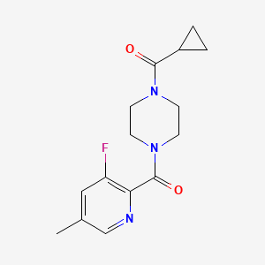 molecular formula C15H18FN3O2 B2983415 1-Cyclopropanecarbonyl-4-(3-fluoro-5-methylpyridine-2-carbonyl)piperazine CAS No. 2415456-24-3