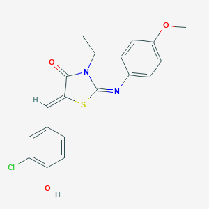 molecular formula C19H17ClN2O3S B298343 5-(3-Chloro-4-hydroxybenzylidene)-3-ethyl-2-[(4-methoxyphenyl)imino]-1,3-thiazolidin-4-one 