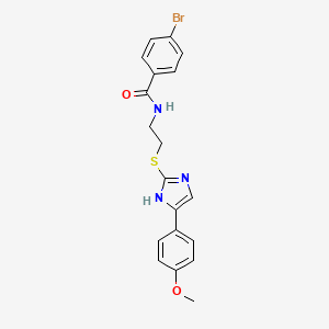 molecular formula C19H18BrN3O2S B2983430 4-bromo-N-(2-((5-(4-methoxyphenyl)-1H-imidazol-2-yl)thio)ethyl)benzamide CAS No. 897454-98-7