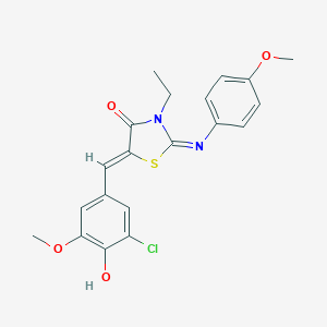 molecular formula C20H19ClN2O4S B298344 5-(3-Chloro-4-hydroxy-5-methoxybenzylidene)-3-ethyl-2-[(4-methoxyphenyl)imino]-1,3-thiazolidin-4-one 