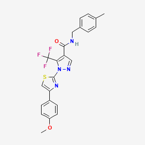 molecular formula C23H19F3N4O2S B2983442 1-[4-(4-甲氧基苯基)-1,3-噻唑-2-基]-N-(4-甲基苄基)-5-(三氟甲基)-1H-吡唑-4-甲酰胺 CAS No. 321848-19-5