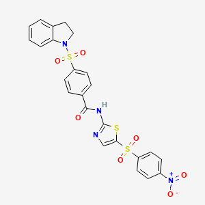 4-(indolin-1-ylsulfonyl)-N-(5-((4-nitrophenyl)sulfonyl)thiazol-2-yl)benzamide