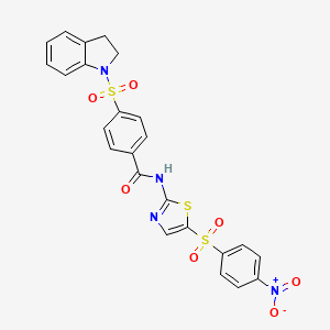 molecular formula C24H18N4O7S3 B2983444 4-(吲哚-1-基磺酰基)-N-(5-((4-硝基苯基)磺酰基)噻唑-2-基)苯甲酰胺 CAS No. 361170-67-4