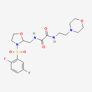molecular formula C18H24F2N4O6S B2983466 N1-((3-((2,5-difluorophenyl)sulfonyl)oxazolidin-2-yl)methyl)-N2-(2-morpholinoethyl)oxalamide CAS No. 868983-50-0