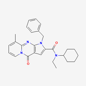 molecular formula C27H30N4O2 B2983483 1-苄基-N-环己基-N-乙基-9-甲基-4-氧代-1,4-二氢吡啶并[1,2-a]吡咯并[2,3-d]嘧啶-2-甲酰胺 CAS No. 899410-31-2