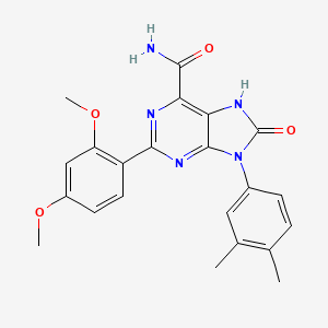molecular formula C22H21N5O4 B2983505 2-(2,4-dimethoxyphenyl)-9-(3,4-dimethylphenyl)-8-oxo-8,9-dihydro-7H-purine-6-carboxamide CAS No. 898446-96-3