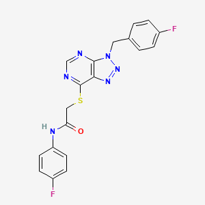 molecular formula C19H14F2N6OS B2983522 2-((3-(4-氟苄基)-3H-[1,2,3]三唑并[4,5-d]嘧啶-7-基)硫代)-N-(4-氟苯基)乙酰胺 CAS No. 863457-69-6