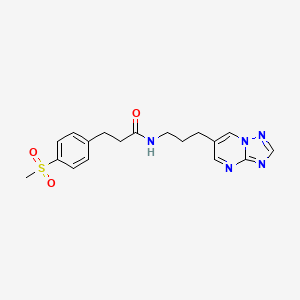 molecular formula C18H21N5O3S B2983523 N-(3-([1,2,4]triazolo[1,5-a]pyrimidin-6-yl)propyl)-3-(4-(methylsulfonyl)phenyl)propanamide CAS No. 2034325-29-4
