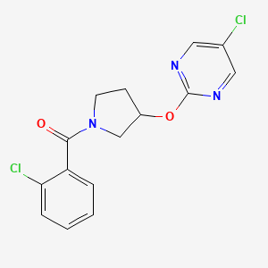 molecular formula C15H13Cl2N3O2 B2983525 (2-Chlorophenyl)(3-((5-chloropyrimidin-2-yl)oxy)pyrrolidin-1-yl)methanone CAS No. 2034394-24-4