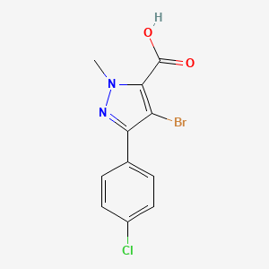 molecular formula C11H8BrClN2O2 B2983526 4-bromo-3-(4-chlorophenyl)-1-methyl-1H-pyrazole-5-carboxylic acid CAS No. 1245087-32-4