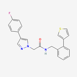 molecular formula C22H18FN3OS B2983527 2-(4-(4-fluorophenyl)-1H-pyrazol-1-yl)-N-(2-(thiophen-3-yl)benzyl)acetamide CAS No. 1797871-59-0
