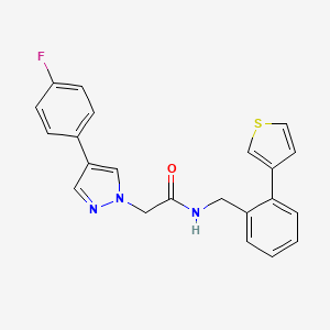 molecular formula C22H18FN3OS B2983527 2-(4-(4-氟苯基)-1H-吡唑-1-基)-N-(2-(噻吩-3-基)苄基)乙酰胺 CAS No. 1797871-59-0