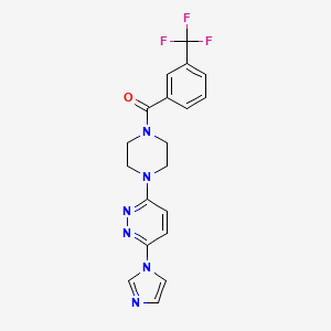 molecular formula C19H17F3N6O B2983532 (4-(6-(1H-imidazol-1-yl)pyridazin-3-yl)piperazin-1-yl)(3-(trifluoromethyl)phenyl)methanone CAS No. 1351635-49-8