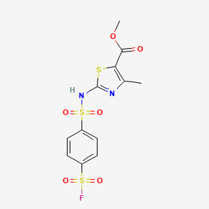 molecular formula C12H11FN2O6S3 B2983540 2-[(4-氟磺酰苯基)磺酰氨基]-4-甲基-1,3-噻唑-5-羧酸甲酯 CAS No. 1607324-01-5