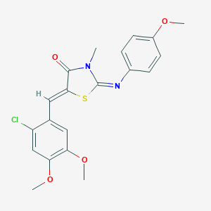 molecular formula C20H19ClN2O4S B298356 5-(2-Chloro-4,5-dimethoxybenzylidene)-2-[(4-methoxyphenyl)imino]-3-methyl-1,3-thiazolidin-4-one 