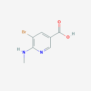 molecular formula C7H7BrN2O2 B2983565 5-Bromo-6-methylamino-nicotinic acid CAS No. 1379345-21-7