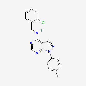 molecular formula C19H16ClN5 B2983568 [(2-Chlorophenyl)methyl][1-(4-methylphenyl)pyrazolo[4,5-e]pyrimidin-4-yl]amine CAS No. 890939-67-0