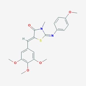 molecular formula C21H22N2O5S B298357 2-[(4-Methoxyphenyl)imino]-3-methyl-5-(3,4,5-trimethoxybenzylidene)-1,3-thiazolidin-4-one 