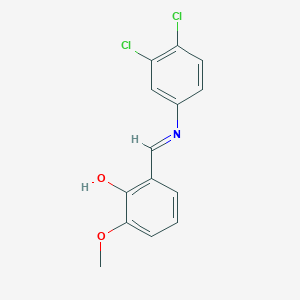 molecular formula C14H11Cl2NO2 B2983572 2-{(E)-[(3,4-dichlorophenyl)imino]methyl}-6-methoxyphenol CAS No. 199788-16-4