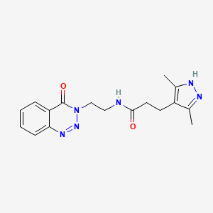 molecular formula C17H20N6O2 B2983573 3-(3,5-dimethyl-1H-pyrazol-4-yl)-N-(2-(4-oxobenzo[d][1,2,3]triazin-3(4H)-yl)ethyl)propanamide CAS No. 1902946-96-6
