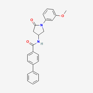 molecular formula C24H22N2O3 B2983577 N-(1-(3-methoxyphenyl)-5-oxopyrrolidin-3-yl)-[1,1'-biphenyl]-4-carboxamide CAS No. 896272-55-2