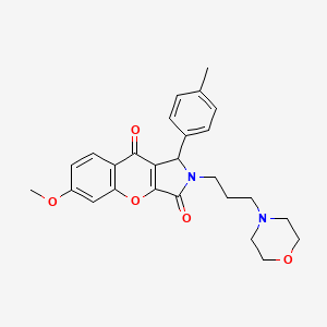 molecular formula C26H28N2O5 B2983581 6-Methoxy-2-(3-morpholinopropyl)-1-(p-tolyl)-1,2-dihydrochromeno[2,3-c]pyrrole-3,9-dione CAS No. 886167-16-4