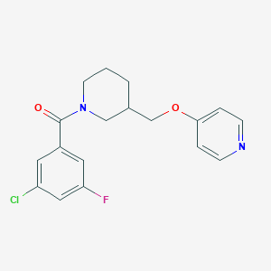 molecular formula C18H18ClFN2O2 B2983582 (3-Chloro-5-fluorophenyl)-[3-(pyridin-4-yloxymethyl)piperidin-1-yl]methanone CAS No. 2380034-96-6