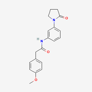 molecular formula C19H20N2O3 B2983585 2-(4-methoxyphenyl)-N-(3-(2-oxopyrrolidin-1-yl)phenyl)acetamide CAS No. 922950-32-1