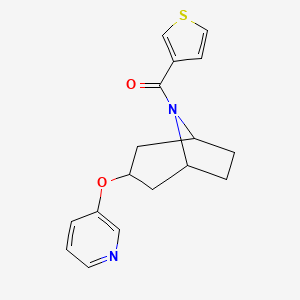 molecular formula C17H18N2O2S B2983586 ((1R,5S)-3-(pyridin-3-yloxy)-8-azabicyclo[3.2.1]octan-8-yl)(thiophen-3-yl)methanone CAS No. 2109187-84-8