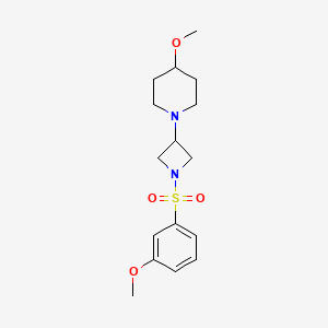 molecular formula C16H24N2O4S B2983588 4-Methoxy-1-(1-((3-methoxyphenyl)sulfonyl)azetidin-3-yl)piperidine CAS No. 2034309-64-1