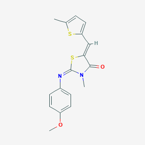 molecular formula C17H16N2O2S2 B298359 2-[(4-Methoxyphenyl)imino]-3-methyl-5-[(5-methyl-2-thienyl)methylene]-1,3-thiazolidin-4-one 