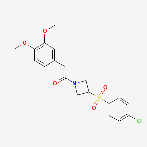 molecular formula C19H20ClNO5S B2983592 1-(3-((4-Chlorophenyl)sulfonyl)azetidin-1-yl)-2-(3,4-dimethoxyphenyl)ethanone CAS No. 1448065-99-3