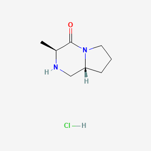 molecular formula C8H15ClN2O B2983597 (3S,8aR)-3-methylhexahydropyrrolo[1,2-a]pyrazin-4(1H)-one hydrochloride CAS No. 2230901-16-1