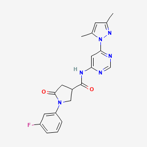 N-(6-(3,5-dimethyl-1H-pyrazol-1-yl)pyrimidin-4-yl)-1-(3-fluorophenyl)-5-oxopyrrolidine-3-carboxamide