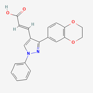 molecular formula C20H16N2O4 B2983615 3-[3-(2,3-dihydro-1,4-benzodioxin-6-yl)-1-phenyl-1H-pyrazol-4-yl]prop-2-enoic acid CAS No. 379726-46-2