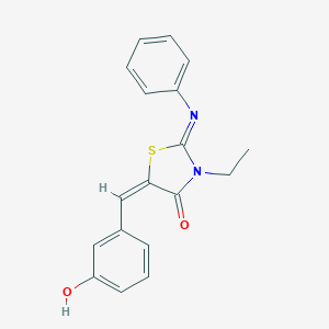 molecular formula C18H16N2O2S B298362 (2E,5E)-3-ethyl-5-(3-hydroxybenzylidene)-2-(phenylimino)-1,3-thiazolidin-4-one 