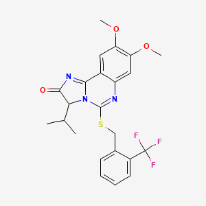 molecular formula C23H22F3N3O3S B2983622 3-异丙基-8,9-二甲氧基-5-{[2-(三氟甲基)苄基]硫代}咪唑并[1,2-c]喹唑啉-2(3H)-酮 CAS No. 1030881-50-5