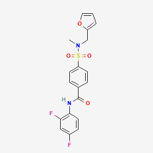 molecular formula C19H16F2N2O4S B2983625 N-(2,4-二氟苯基)-4-[呋喃-2-基甲基(甲基)磺酰基]苯甲酰胺 CAS No. 922894-67-5