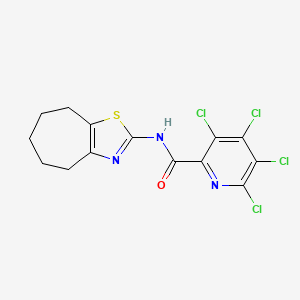 molecular formula C14H11Cl4N3OS B2983655 3,4,5,6-tetrachloro-N-{4H,5H,6H,7H,8H-cyclohepta[d][1,3]thiazol-2-yl}pyridine-2-carboxamide CAS No. 938836-67-0