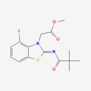 molecular formula C15H17FN2O3S B2983658 (Z)-methyl 2-(4-fluoro-2-(pivaloylimino)benzo[d]thiazol-3(2H)-yl)acetate CAS No. 865249-10-1