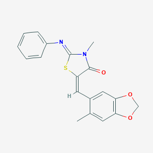 (2E,5E)-3-methyl-5-[(6-methyl-1,3-benzodioxol-5-yl)methylidene]-2-(phenylimino)-1,3-thiazolidin-4-one