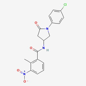 molecular formula C18H16ClN3O4 B2983693 N-[1-(4-chlorophenyl)-5-oxopyrrolidin-3-yl]-2-methyl-3-nitrobenzamide CAS No. 896300-57-5