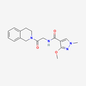 molecular formula C17H20N4O3 B2983698 N-(2-(3,4-dihydroisoquinolin-2(1H)-yl)-2-oxoethyl)-3-methoxy-1-methyl-1H-pyrazole-4-carboxamide CAS No. 1251657-17-6