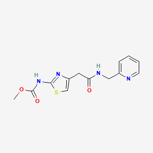 molecular formula C13H14N4O3S B2983708 Methyl (4-(2-oxo-2-((pyridin-2-ylmethyl)amino)ethyl)thiazol-2-yl)carbamate CAS No. 946283-83-6