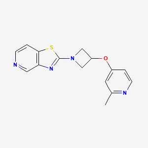 molecular formula C15H14N4OS B2983712 2-[3-(2-Methylpyridin-4-yl)oxyazetidin-1-yl]-[1,3]thiazolo[4,5-c]pyridine CAS No. 2415628-84-9